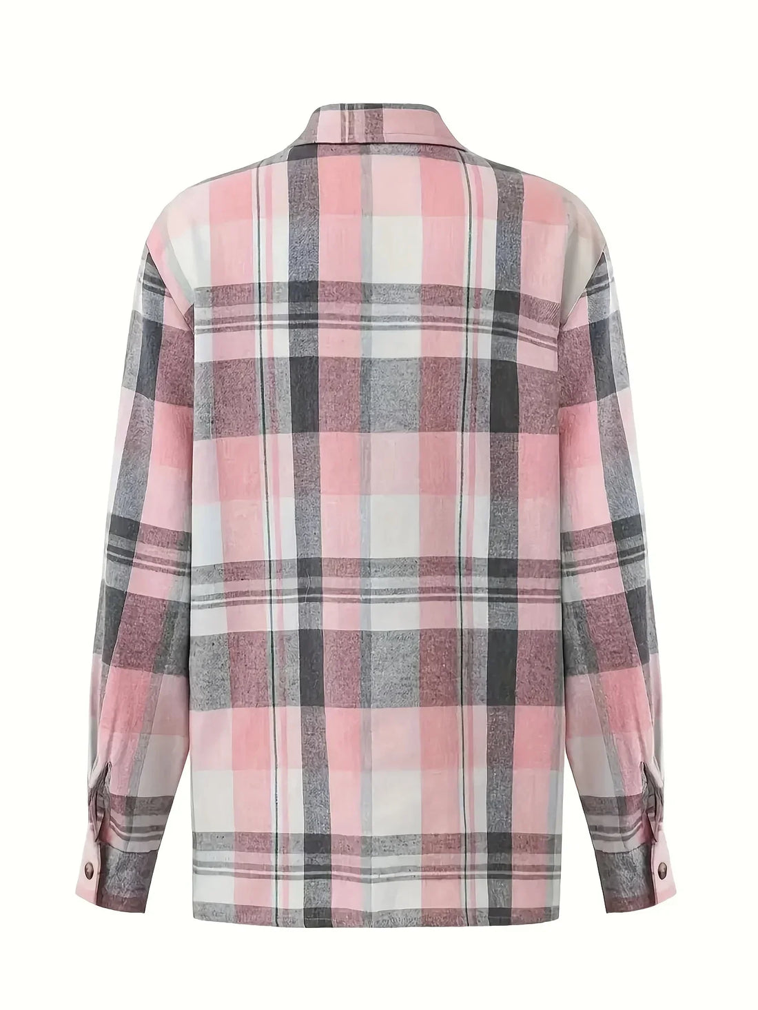 Plus Size Women Fashion 1XL-5XL Plaid Printed Shirt Casual Loose Long Sleeved Shirt  Lapel Design Shirt Tops