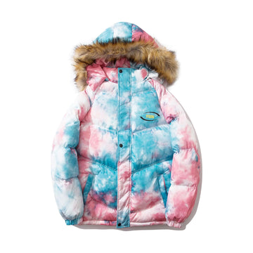 Gradient Cotton Jacket with Fur Collar