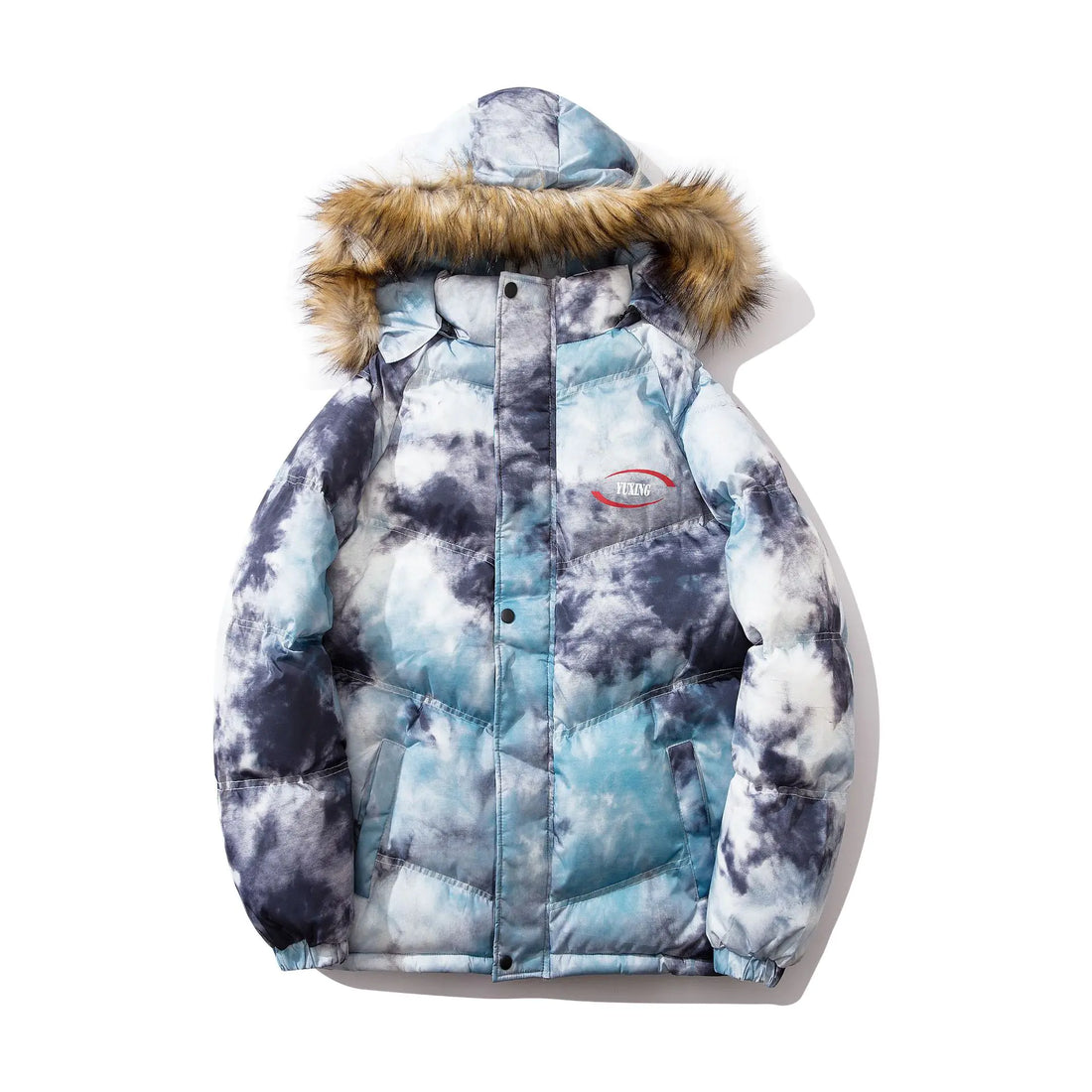 Gradient Cotton Jacket with Fur Collar