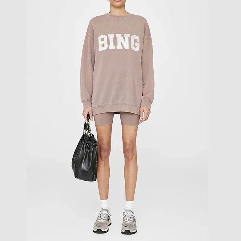 Autumn and winter North American niche AB classic BING patch embroidery wash dye women's hoodie